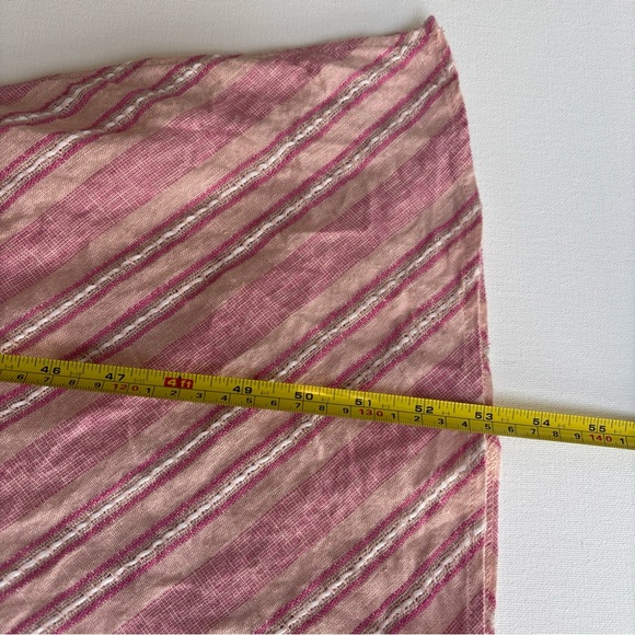 Venus Linen Maxi Dress Pink Stripped Size 6 Crossover Halter Cottagecore - Picture 13 of 13